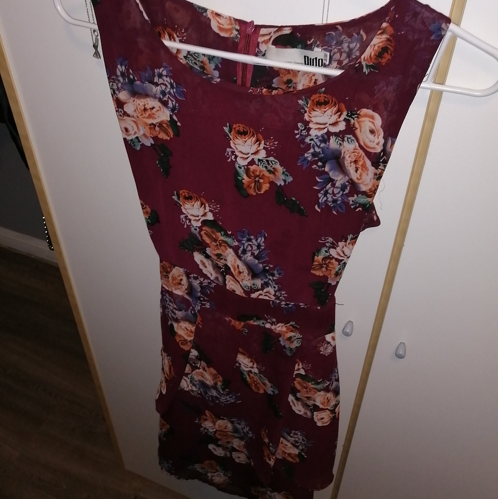 Red floral dress S/M - Picture 8 of 11